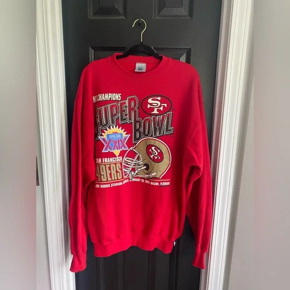 Vintage San Francisco 49ers Crewneck Sweater 90s Super Bowl NFL-Size XL - Picture 1 of 9